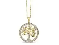Bevilles Jewellery Tree of Life Necklace with 0.15ct of Diamonds in 9ct Yellow Gold offer