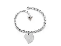 Bevilles Jewellery Guess Love Rhodium Plated Guess Love Heart Charm Bracelet offer
