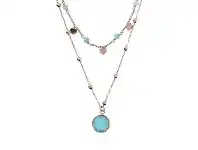 Bevilles Jewellery Bronzallure Two Strands Necklace with Natural Stone and Golden Rose Hearts - Black Onyx offer