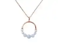Bevilles Jewellery Bronzallure Circle Pendant Necklace with Natural Stone Beads - Rose Quartz offer