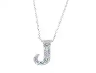 Bevilles Jewellery Sterling Silver Cubic Zirconia Initial Necklace - Most Initials Available - J offer