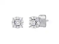 Bevilles Jewellery Tia Miracle Halo Diamond Stud Earrings in 9ct White Gold offer