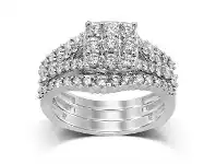 Bevilles Jewellery Three Ring Set with 1.30ct of Diamonds in 9ct White Gold - Q offer
