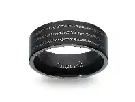 Bevilles Jewellery Stanton Made For Men 7mm Tungsten with Black Tunsten Stripes Ring - T offer