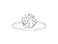 Bevilles Jewellery Sterling Silver Flower Ring with Cubic Zirconia - Q offer