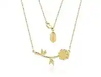 Bevilles Jewellery Disney Beauty and The Beast Rose Necklace Gold offer