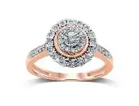 Bevilles Jewellery Miracle Halo Ring with 1/5ct of Diamonds in 9ct Rose Gold - Q offer