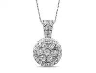 Bevilles Jewellery Brilliant Miracle Halo Necklace with 3/4ct of Diamonds in Sterling Silver offer