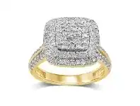Bevilles Jewellery Brilliant Square Look Ring with 1.00ct of Diamonds in 9ct Yellow Gold - L offer