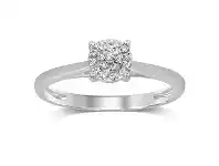 Bevilles Jewellery Martina Brilliant Solitaire Look Ring with 0.05ct of Diamonds in 9ct White Gold - Q offer