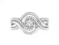 Bevilles Jewellery Diamond Set Swirl Ring in Sterling Silver - Q offer