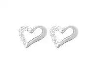 Bevilles Jewellery Stainless Steel Open Heart Stud Earrings with Pave Crystal offer