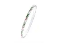 Bevilles Jewellery Stainless Steel Multi Coloured Crystal Channel Bangle offer