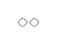 Bevilles Jewellery Sterling Silver and Cubic Zirconia Open Square Stud Earrings offer