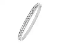Bevilles Jewellery Stainless Steel Double Channel Crystal Bangle offer