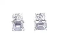 Bevilles Jewellery Sterling Silver Oval and Emerald Cut Stud Earrings offer