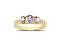 Bevilles Jewellery Diamond Set Oval Tanzanite Ring in 9ct Yellow Gold - N offer