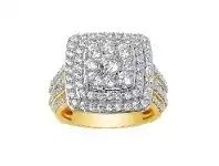 Bevilles Jewellery Brilliant Channel Halo Ring with 2.00ct of Diamonds in 9ct Yellow Gold - L offer