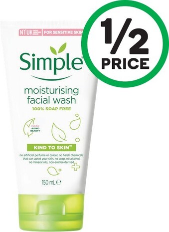 Woolworths Simple Kind to Skin Moisturising Facial Wash 150ml offer
