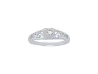 Bevilles Jewellery Sterling Silver Heart Filigree Shoulder Signet Ring - K offer