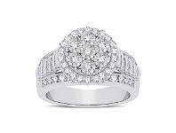 Bevilles Jewellery Halo Ring with 1.00ct of Diamonds in Sterling Silver - Q offer