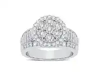 Bevilles Jewellery Halo Ring with 1.00ct of Diamonds in Sterling Silver - N offer