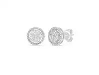 Bevilles Jewellery Martina Halo Stud Earrings with 0.10ct of Diamonds in Sterling Silver offer
