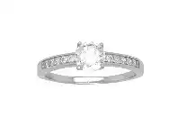 Bevilles Jewellery Sterling Silver and Cubic Zirconia Solitaire Studded Channel Setting Band Ring - O offer