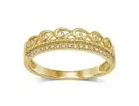 Bevilles Jewellery Diamond Set Fancy Swirl Stackable Ring in 9ct Yellow Gold - Q offer