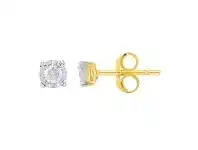 Bevilles Jewellery Tia Diamond Miracle Halo Stud Earrings in 9ct Yellow Gold offer