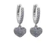 Bevilles Jewellery Cubic Zirconia Heart Drop Hoop Earrings in Sterling Silver offer