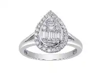 Bevilles Jewellery Pear Shape Cluster Ring with 1/2ct of Diamonds in 9ct White Gold - Q offer