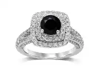 Black Diamond Solitaire Ring with 2.50ct of Diamonds in 18ct White Gold - M