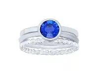 Bevilles Jewellery Sterling Silver 3 Ring Set with Blue Cubic Zirconia - M offer