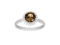 Bevilles Jewellery November Birthstone Sterling Silver Brown Crystal Halo Ring - M offer