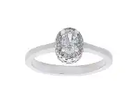 Bevilles Jewellery Sterling Silver Oval White Cubic Zirconia Halo Ring - M offer