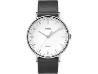 Bevilles Jewellery Timex Fairfield 41mm White Dial Silver Tone Case With Black Leather Strap offer