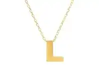 Bevilles Jewellery 9ct Yellow Gold Silver Infused Initial Pendant Necklace - L offer