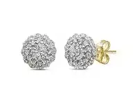 Bevilles Jewellery Flower Earrings with 0.30ct of Diamonds in 9ct Yellow Gold offer