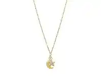 Bevilles Jewellery Moon & Star Crystal Necklace in 9ct Yellow Gold Silver Infused offer