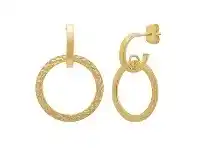 Bevilles Jewellery Circle Round Drop Earrings in 9ct Yellow Gold Silver Infused offer