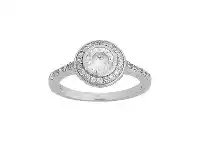 Bevilles Jewellery Cubic Zirconia Halo Ring in Sterling Silver - Q offer