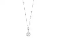 Bevilles Jewellery Cubic Zirconia Pear Drop Necklace in Sterling Silver offer