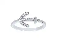 Bevilles Jewellery Anchor Ring with Cubic Zirconia in Sterling Silver - M offer