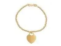 Bevilles Jewellery Children's 9ct Yellow Gold Silver Infused Heart Bracelet 14cm offer