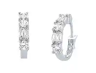 Bevilles Jewellery Hoop Earrings with Cubic Zirconia in Sterling Silver offer