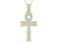 Bevilles Jewellery Fancy Cross Necklace with 1/2ct of Diamonds in 9ct Yellow Gold offer
