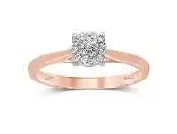 Bevilles Jewellery Martina Solitaire Look Ring with 0.05 of Diamonds in 9ct Rose Gold - L offer