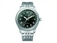 Bevilles Jewellery Citizen Eco Drive Silver and Black Men's Watch BM7480-81E offer