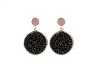 Bevilles Jewellery Bronzallure Pave Disc Earrings - Black Spinel offer